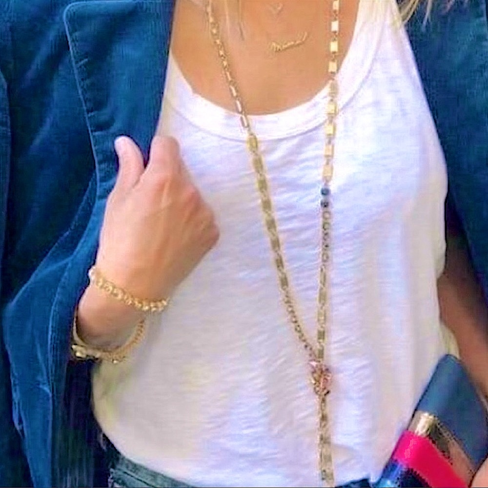 🌸 NWT Stella & Dot Hatley Baguette Versatile Gold Lariat Necklace